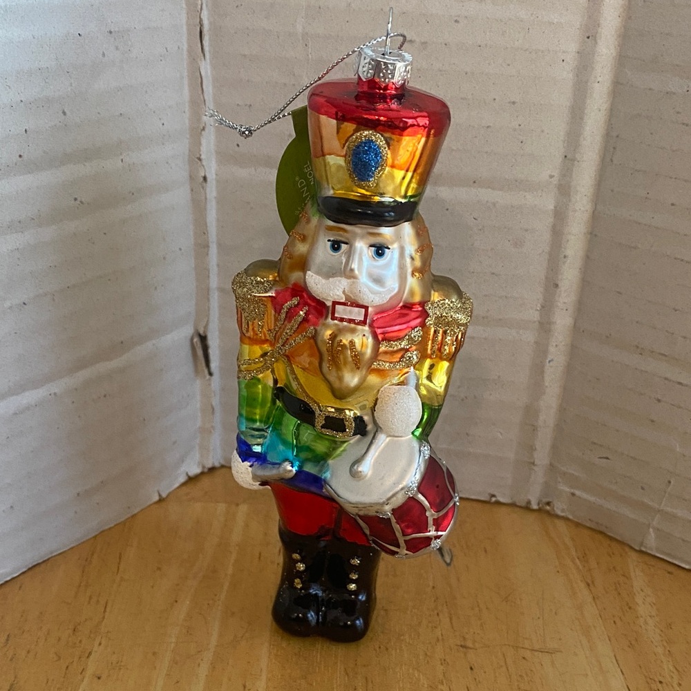 Colorful Nutcracker glass Holiday Ornament about 6.5in Perfect for Christmas NWT
